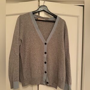100% cashmere grey and blue cardigan
